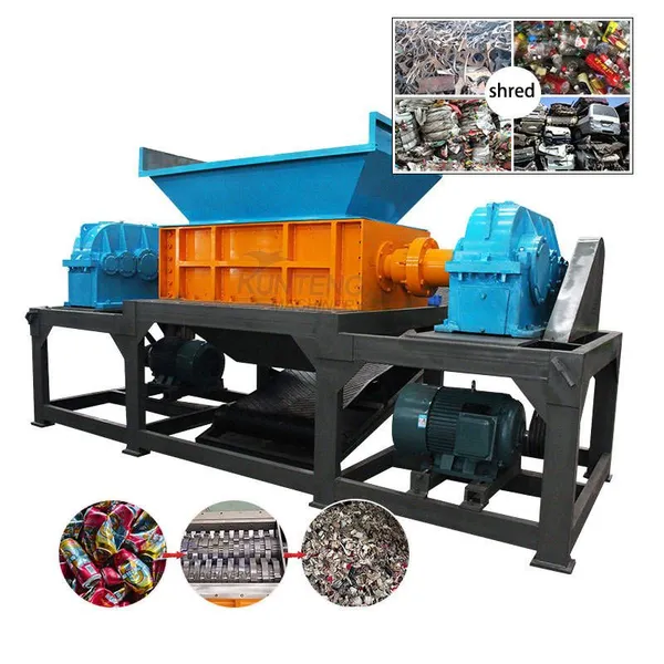 Automatic Aluminum Can Shredder Double Shaft Scrap Metal Beverage Cans Tin Can Crushing Processing Machine EPC