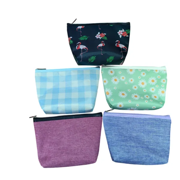 Trendy Printed Cosmetic Bags, Waterproof Zipper Makeup Pouch, Portable Travel Storage Organizer for Toiletries & Small Accessories