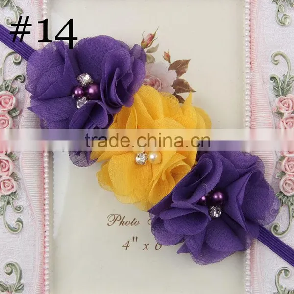 Cute Girl Princess Headbands Baby Girl Flowers Cotton Elastic Headband Kids Handmake Pearls Flower Headband for Girls photo-4