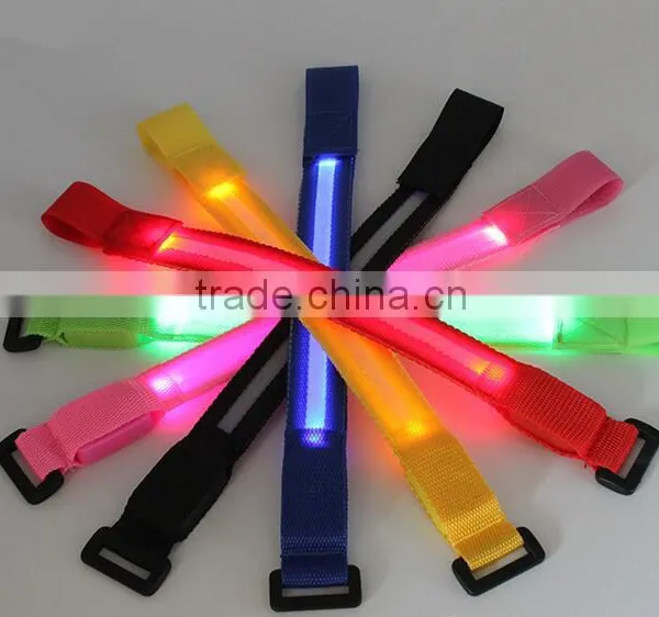 High Bright Led Flashing Armband Safety Arm Band Nylon Wrist Strap for Running Warning Night Party Activity Cheer