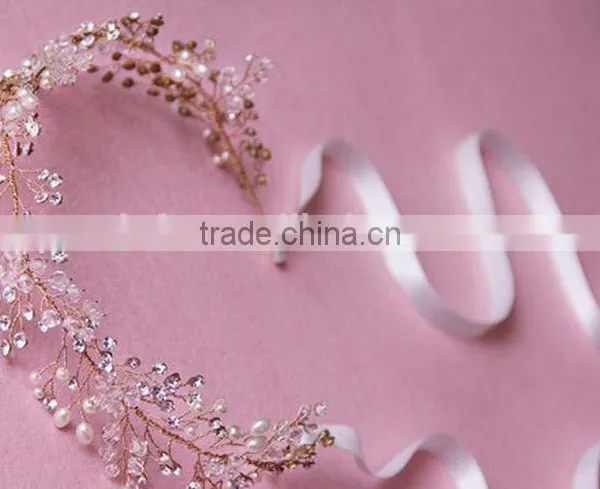 Luxury Handmade Rhinestone Pearl Hair Band New Brand Bridal Hair Accessories photo-5