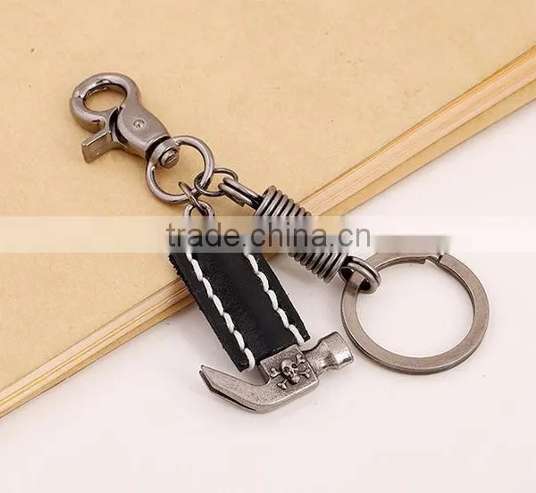 2015 Hot Sale Leather Keychain With Pendant Hammer and Big Ring photo-4