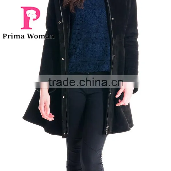 2015 Winter Women Medium Length Slim Fit Coat With Blue Fox Hat Wish Skirt Overcoat photo-6