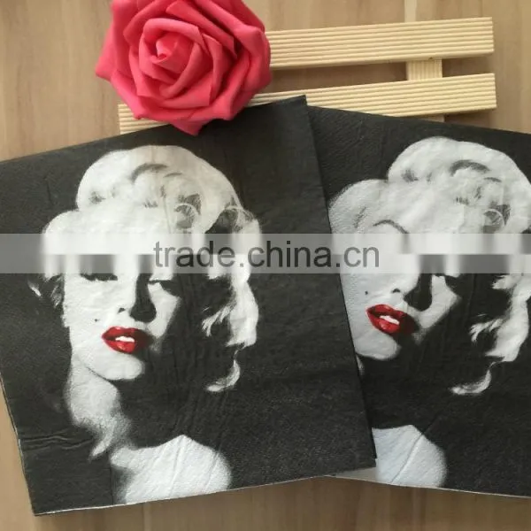 Virgin Pulp Brown Print One Color Logo 1/4 Fold Paper Napkin Lady Printed Napkin photo-4
