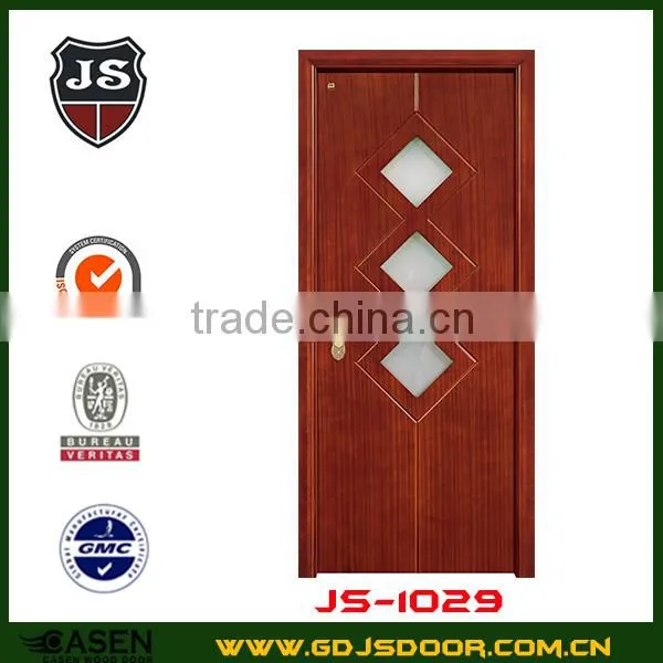Best Price Interior Single Swing Cherry Wood Glass Door photo-3