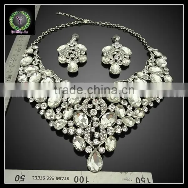 Fashion Design Gold Plated Necklaces and Earrings With Crystal Statement Jewelry Sets KHK728 photo-2