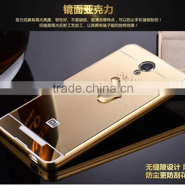 PC Mirror Back Cover Case Cell Phone Case Aluminum Metal Bumper Case For Xiaomi For Redmi Note 2 photo-2