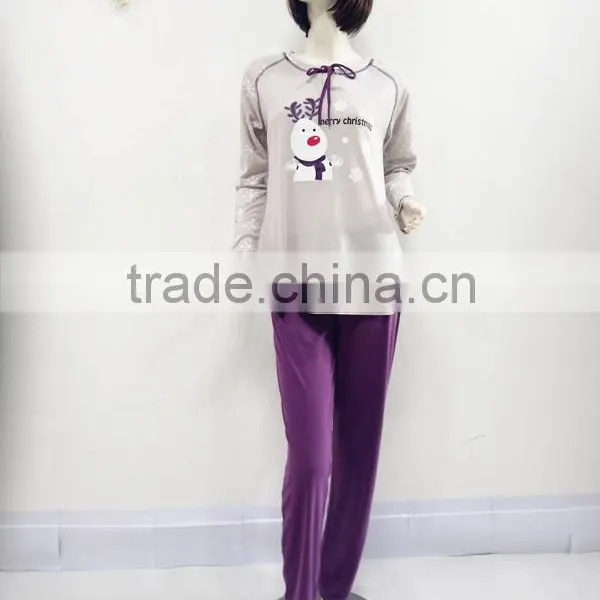 Leisure Simple Cute Snowman Pajamas Women photo-2