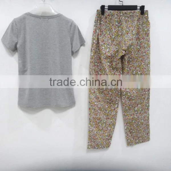 Summer Personality Round Collar Floral Draw String Pant Pajamas Women photo-5