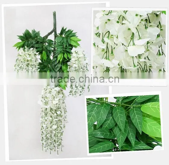 Artificial Wall Hanging Wisteria Flower Vine/Rattan Decoration With Cheap Price