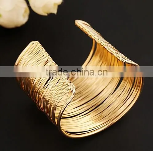 Punk Women Ladies Gold Silver Hollow Open Wide Bangle Cuff Jewellery Bracelet photo-3