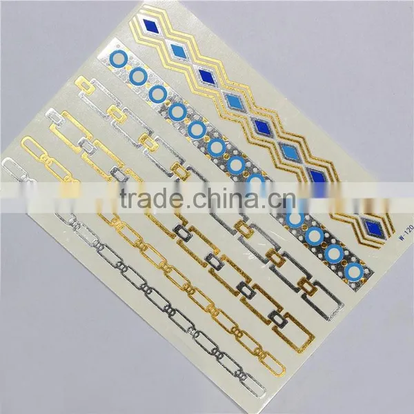 Popular Sale Fashionable Glitter Metallic Temporary Tattoo Gold Tattoo
