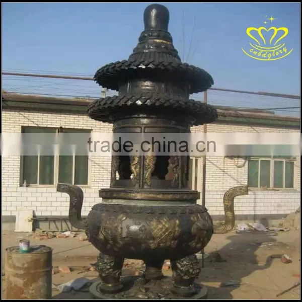The Bronze Censer Temple Round Rectangle Copper Incense Burner photo-3