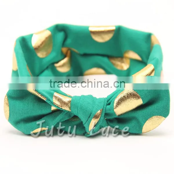 Flashing Gold Polka-dots Bow Headband- Hair Bow Headwrap-stretchy Knotted Headwraps photo-2