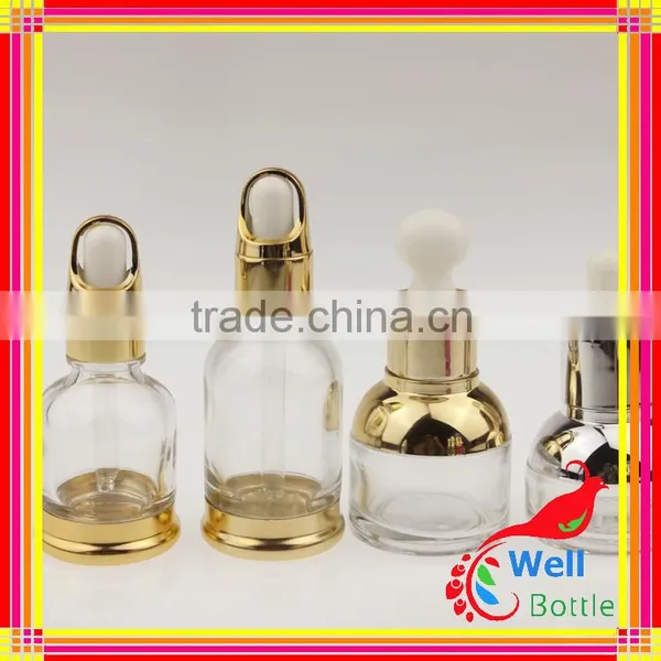 30ml Glass Lotion Dropper Bottle Aluminum Shoulder Essential Oil Bottle With Rubber Dropper GSB-024R