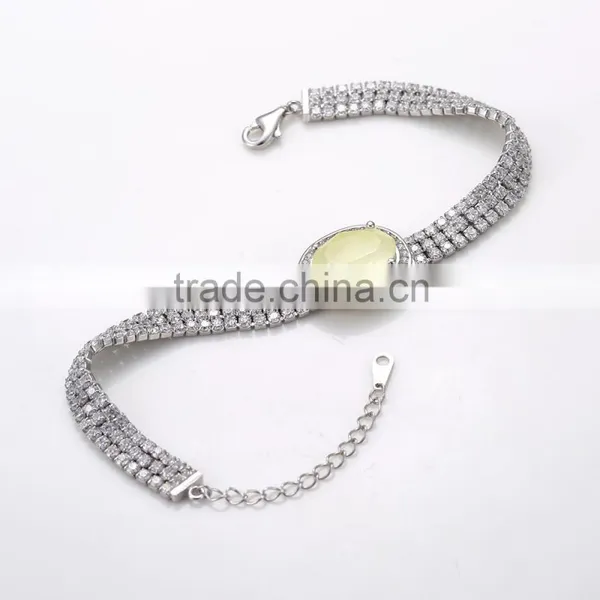 Fashion 925 Sterling Silver Big White AAA Zircon Prong Setting Bracelet photo-3