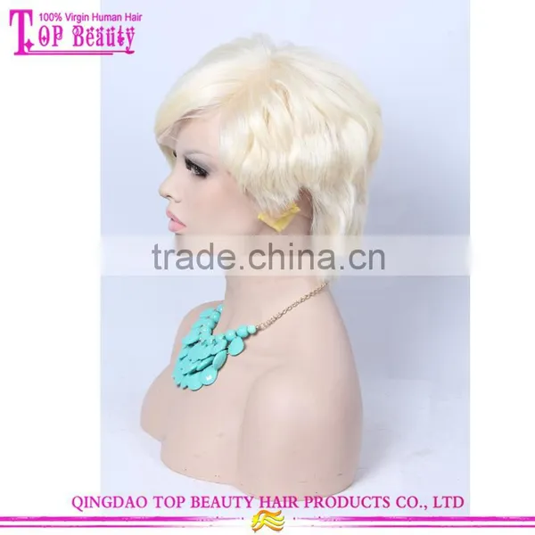 Fashion 8" Short Hair Cut Ombre 613 Blonde Brazilian Human Virgin Hair Bob Lace Wig photo-2