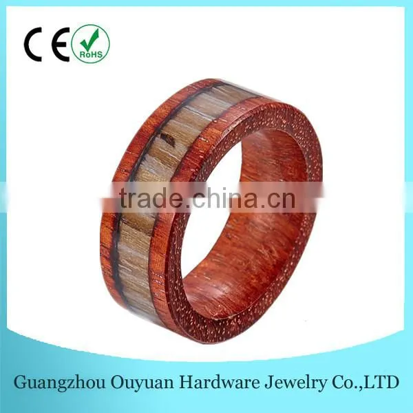 8MM New Natural Wood Ring, Red Wood Ring With Wood Inlay, Real Wood Ring