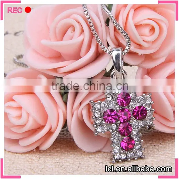 Low Price Christian Cross Necklace, Hot Sale Imitation Crystal Necklace photo-3