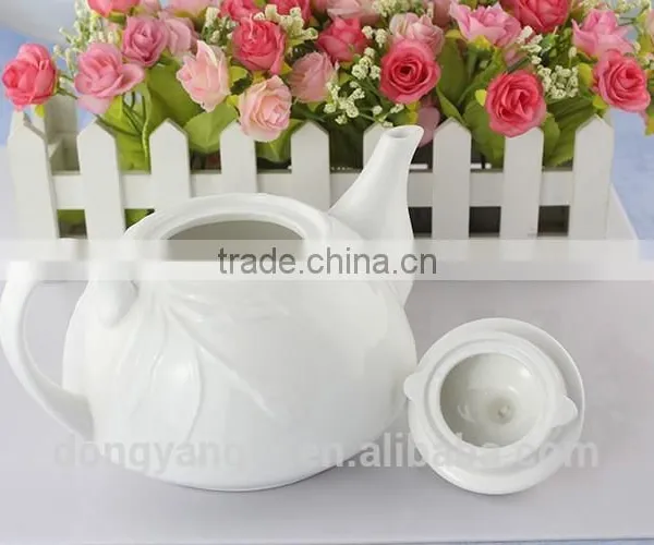 Plain White Porcelain Teapot,ceramic Teapot With Embossing Design photo-6