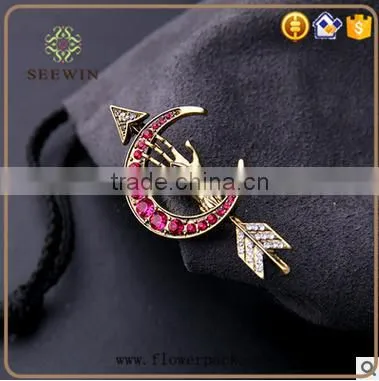 Moon Red Alloy Brooch Women photo-3