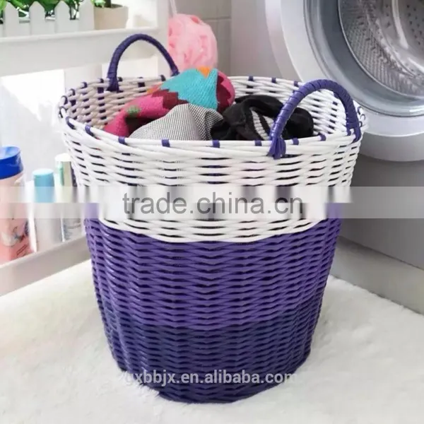 Set of Three Handmade Plastic Woven Laundry Basket With Handles photo-3