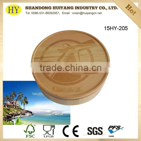 Unfinished Pine Round Wood Box for Gifts photo-2