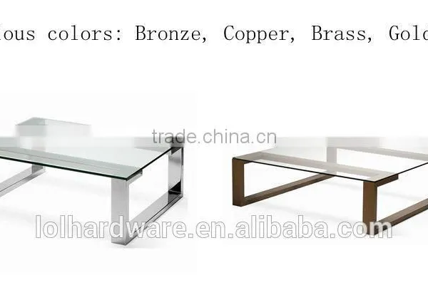 Bronze Stainless Steel Base Glass Coffee Table photo-3