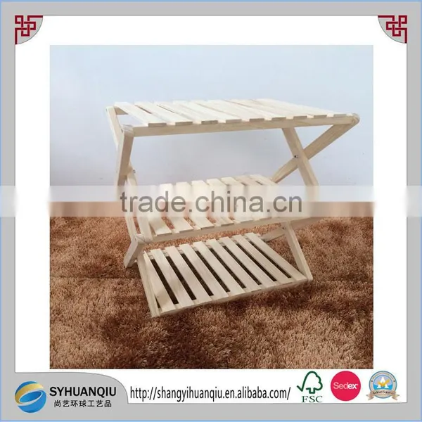 Japanese Feature High Quality Polished Folding Wooden Storage Shelf photo-2