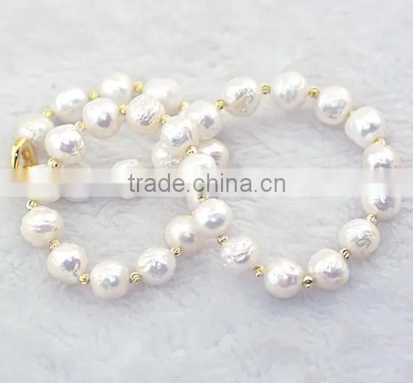 11-12mm White Eaison Pearl With 14K Gold Clasp Necklace photo-4