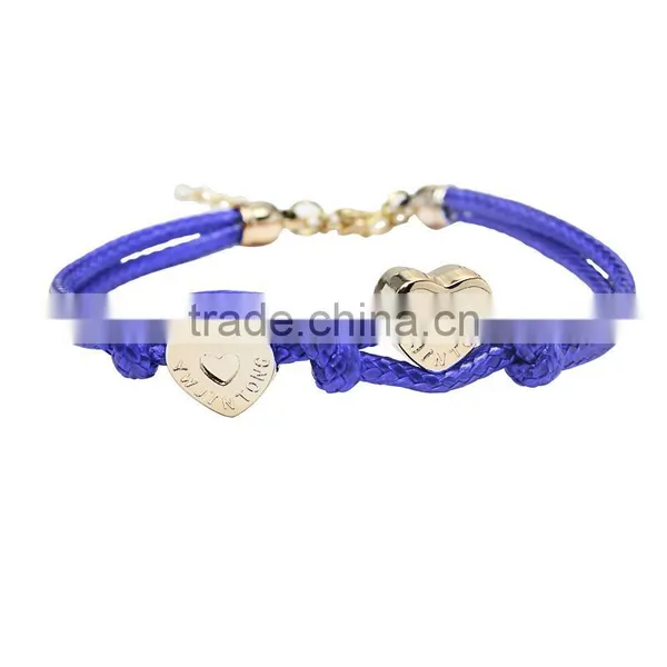 Double Hearts Wax Cord Braided Bracelet Handmade Friendship Bracelet photo-5