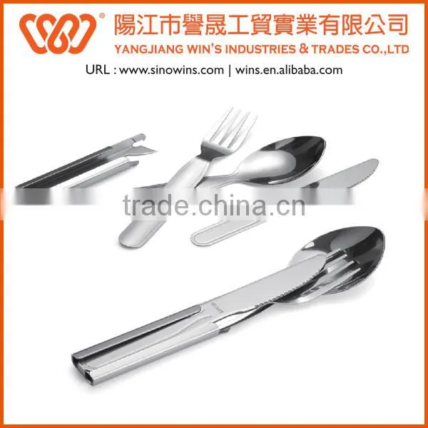 A21-S005-2S Stainless Steel Foldable Travel Cutlery Set With Plastic Handle Chips photo-5
