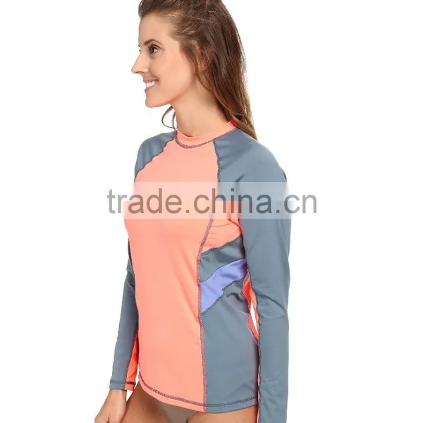 Swimwear Sexy Wholesale Color Block Surf Rashguard Tee Long Raglan Sleeves Private Label Bulk Swimwear Manufacturer photo-4