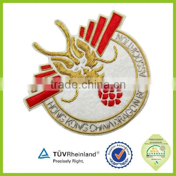 Bullion Wire Embroidered Customized Blazer Pocket Badge Embroidered photo-3