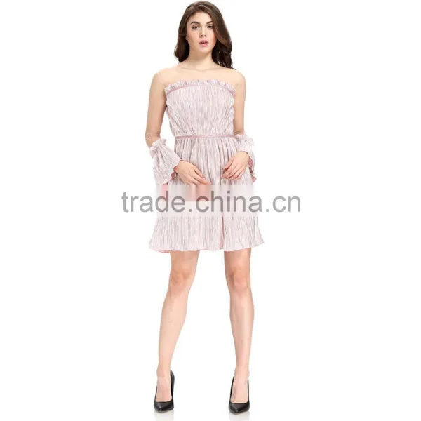 Domin Fashion Bronzing and Press Pleat Fabric Casual Dress photo-3