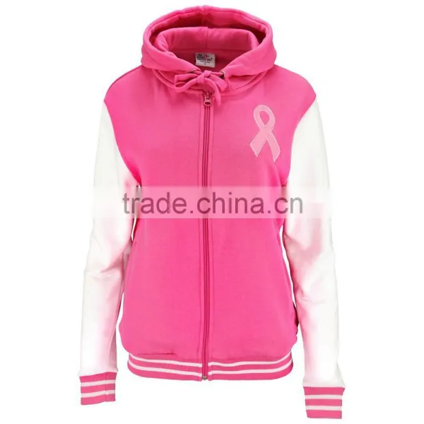 Cheap Custom Pink Varsity Jackets, Wholesale Satin Baseball Jackets, Hooded Jackets Made in China photo-5