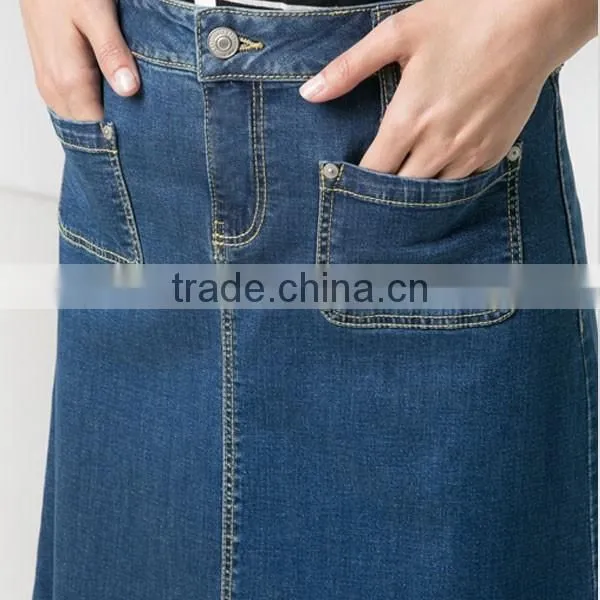 Factory Directly Sale New Ladies Flared Long Denim Skirt photo-4