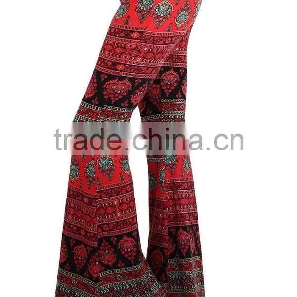MGOO New Arrival Custom Print Velvet Leggings Flare Leg Opening Vintage High Waist Polyester Spandex Pants photo-4