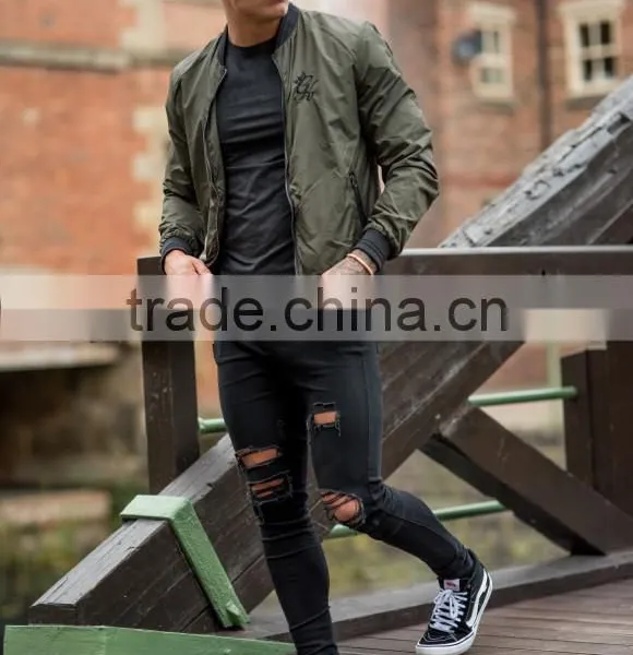 Hot Sale Khaki Men's Bomber Jacket 100% Polyester Dri-Fit Performance Full Zip Jacket Lightweight Windbreaker photo-4