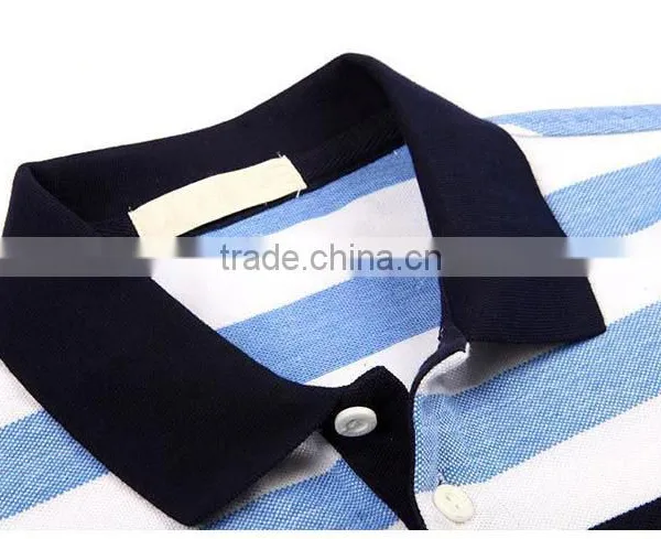 High Quality Latest White And Green Stripe Polo Shirts Pattern For Men 100% Cotton photo-3