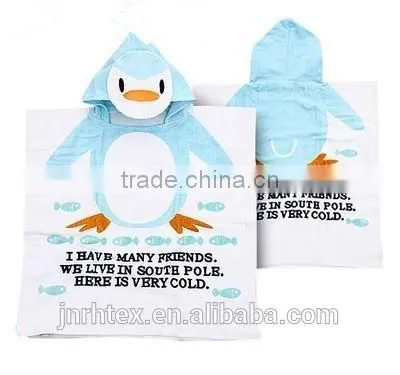 Eco-friendly Custom 100 Cotton Velour Printed Kids Hooded Poncho Towel , Beach Towel Poncho photo-4