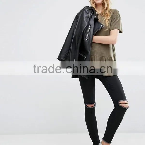 Fashion t Shirt Wholesale, t Shirt Ruffle Hem, Blank t Shirt photo-4