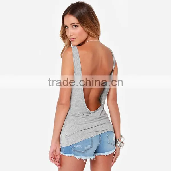 Cotton Crop Top Tank Top2014 New Arrive Women Different Size for Choice & Short Front Long Back Printed photo-4