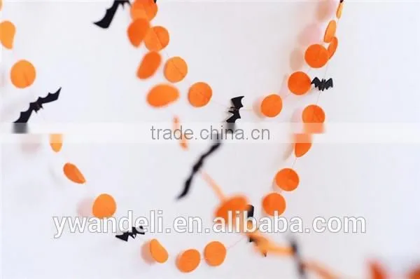 Felt Orange and Black Halloween Garland, Bat Garland, Halloween Decorations photo-2