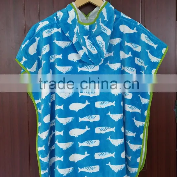 100 Cotton Reactive Print Hooded Poncho Towels for Kids photo-2