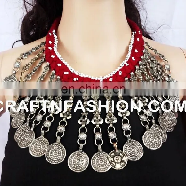 Vintage Afghan Kuchi Tribal Megh Craft Necklace Vintage Afghanistan Kuchi Nomad Old Tribal Choker Gypsy Necklace photo-2