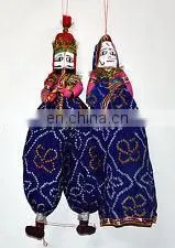 PRETTY INDIAN RAJASTHANI PUPPET/FOLK DOLLS KATHPUTLI PAIR HOME DECORATIVE PUPPET OLD CLOTH HAND MADE DOLL COUPLE HOME DECOR ART photo-4