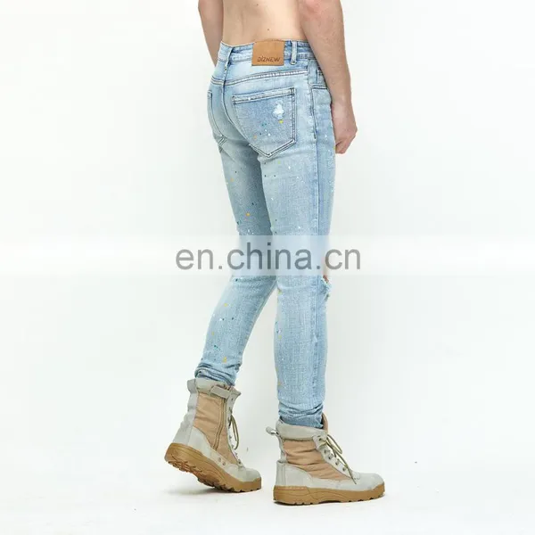 DiZNEW Printed Denim Jeans Manufacturers Wholesale Men Stretch Destroyed Jeans photo-6