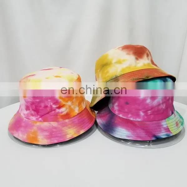 Hot Sale Double-sided Wear Tie Dye Cotton Bucket Cap Blank Jean Fisherman Hat photo-4