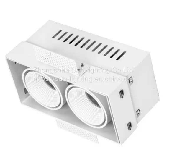 White Recessed LED Double Heads Downlights, Adjustable direction, COB CREE Chip, 85-265VAC